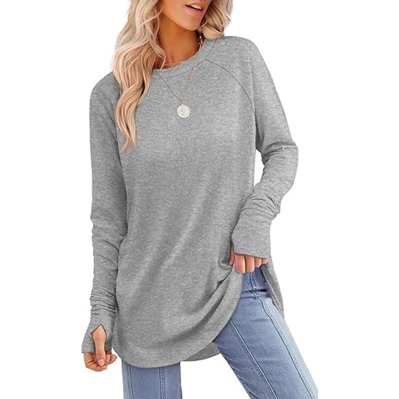 ⏳LAST DAY 🔥🍂Women's Casual Crewneck Top with Thumbholes
