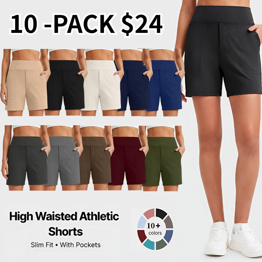 CLEARANCE SALE🔥Women's High-Waisted Athletic Bermuda Shorts with Pockets