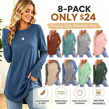 ⏳LAST DAY 🔥🍂Women's Casual Crewneck Top with Thumbholes