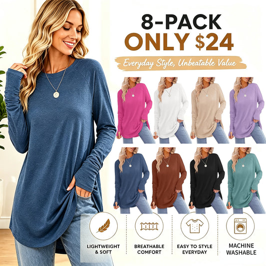 ⏳LAST DAY 🔥🍂Women's Casual Crewneck Top with Thumbholes