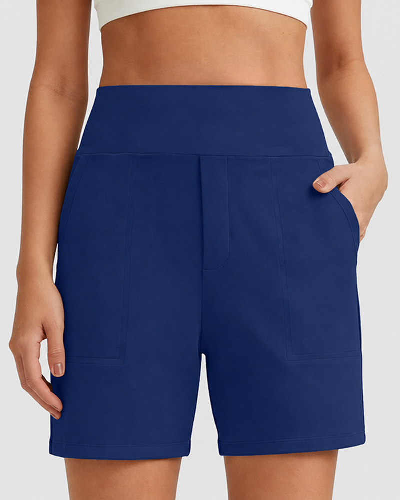 CLEARANCE SALE🔥Women's High-Waisted Athletic Bermuda Shorts with Pockets
