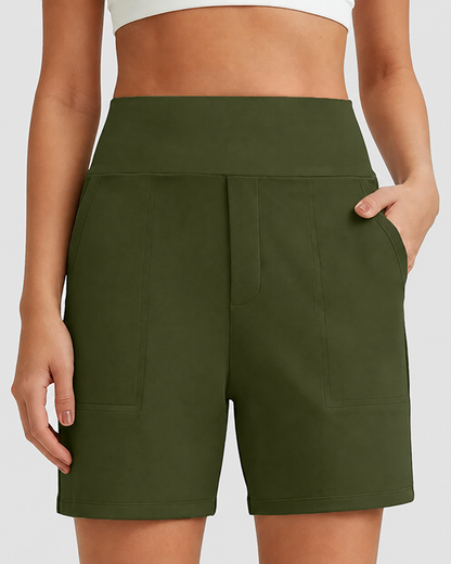 CLEARANCE SALE🔥Women's High-Waisted Athletic Bermuda Shorts with Pockets