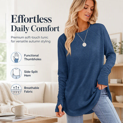 ⏳LAST DAY 🔥🍂Women's Casual Crewneck Top with Thumbholes
