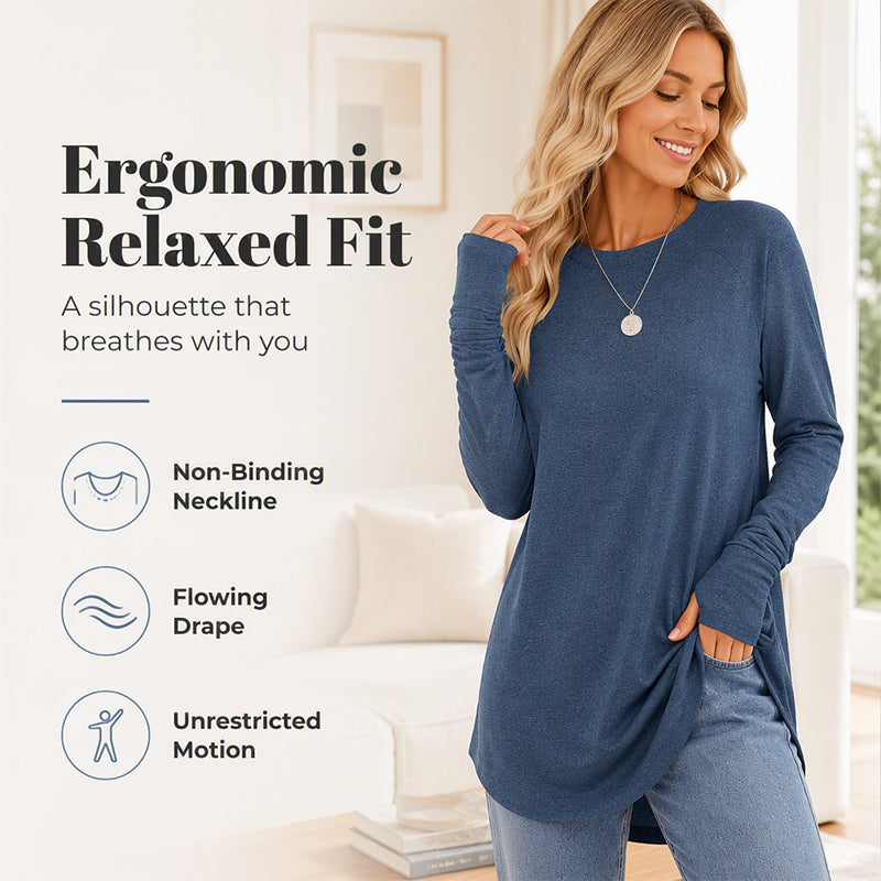 ⏳LAST DAY 🔥🍂Women's Casual Crewneck Top with Thumbholes
