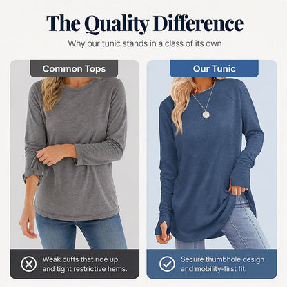 ⏳LAST DAY 🔥🍂Women's Casual Crewneck Top with Thumbholes