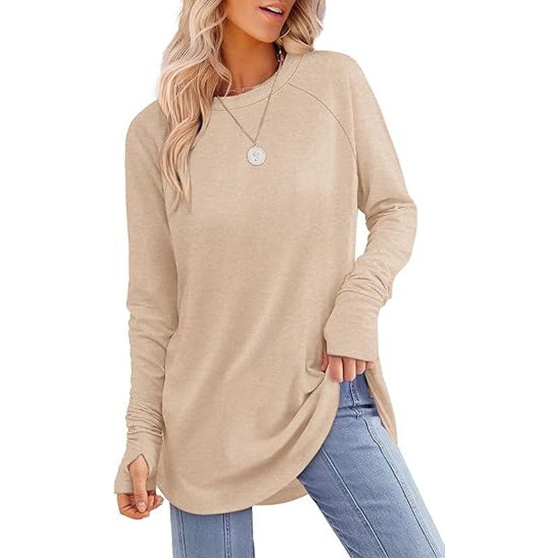 ⏳LAST DAY 🔥🍂Women's Casual Crewneck Top with Thumbholes