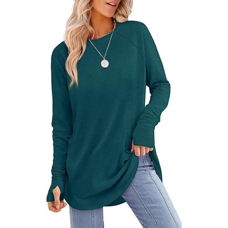 ⏳LAST DAY 🔥🍂Women's Casual Crewneck Top with Thumbholes