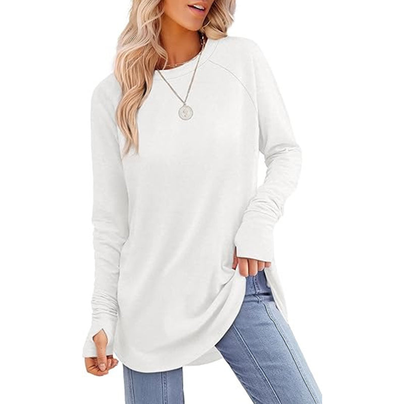 ⏳LAST DAY 🔥🍂Women's Casual Crewneck Top with Thumbholes