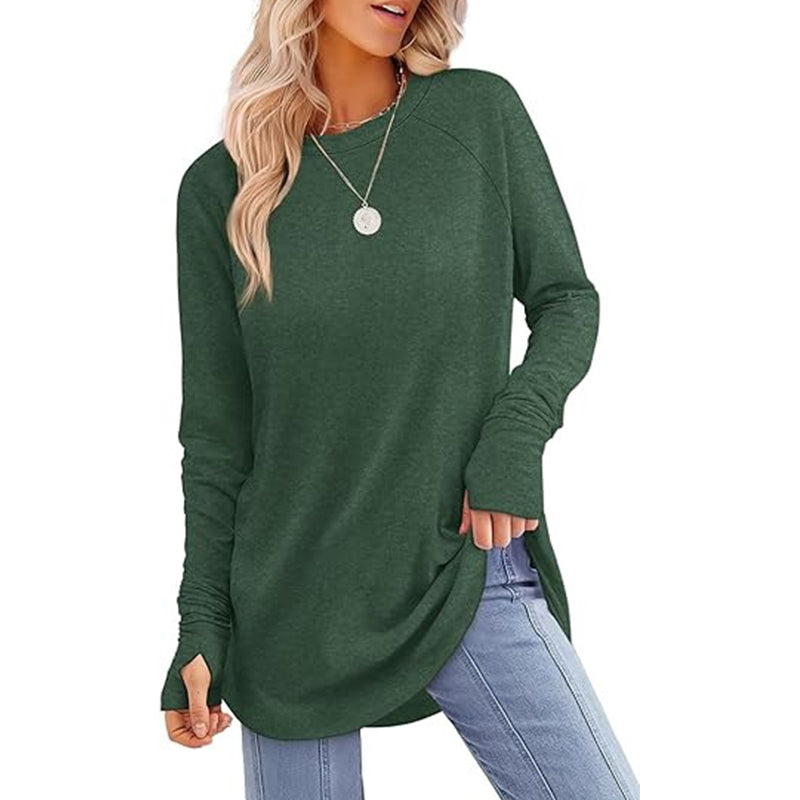 ⏳LAST DAY 🔥🍂Women's Casual Crewneck Top with Thumbholes