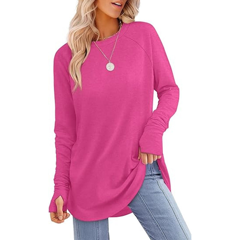 ⏳LAST DAY 🔥🍂Women's Casual Crewneck Top with Thumbholes