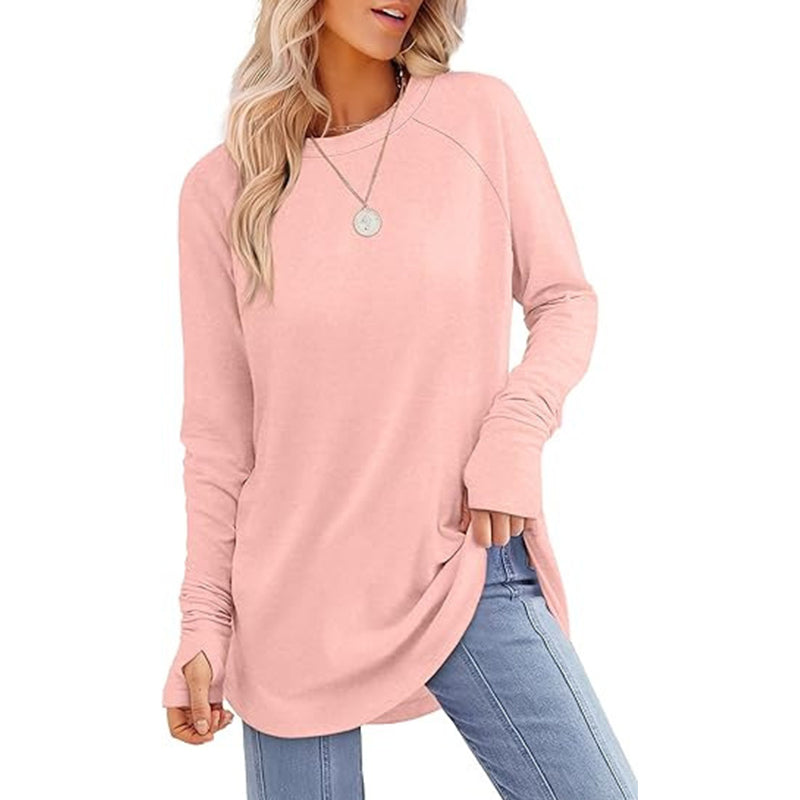 ⏳LAST DAY 🔥🍂Women's Casual Crewneck Top with Thumbholes