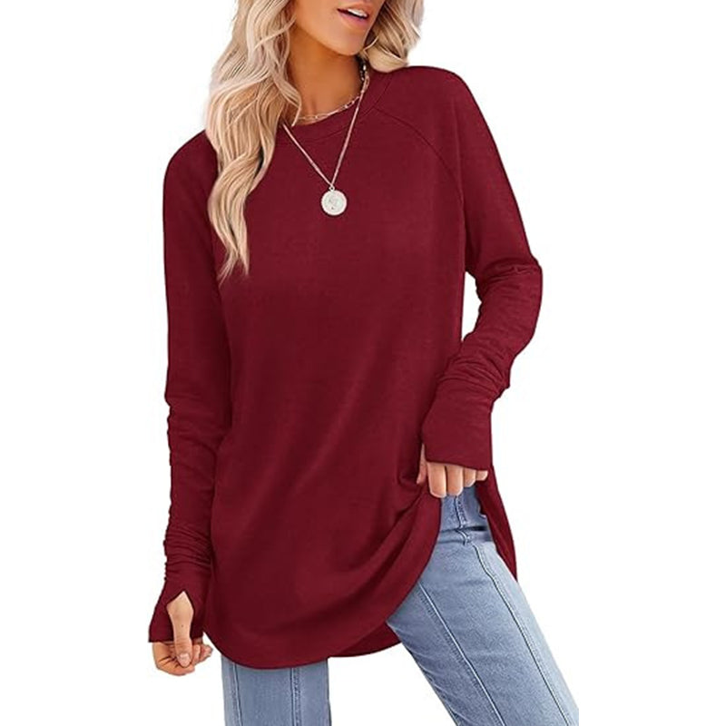 ⏳LAST DAY 🔥🍂Women's Casual Crewneck Top with Thumbholes