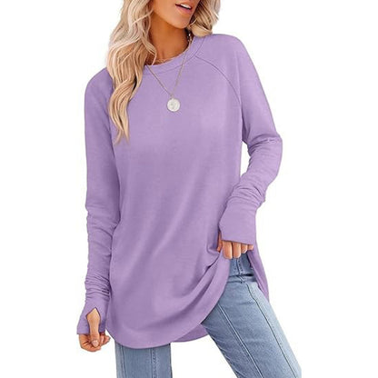 ⏳LAST DAY 🔥🍂Women's Casual Crewneck Top with Thumbholes