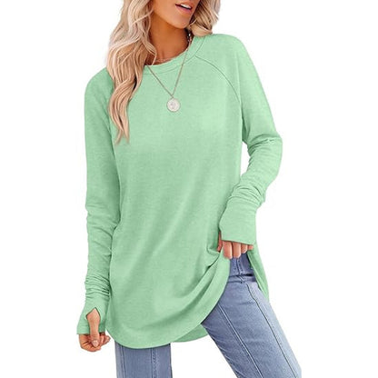 ⏳LAST DAY 🔥🍂Women's Casual Crewneck Top with Thumbholes