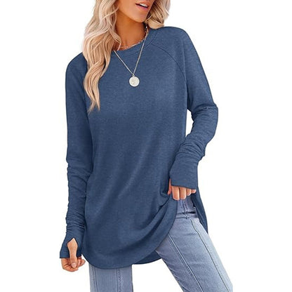 ⏳LAST DAY 🔥🍂Women's Casual Crewneck Top with Thumbholes