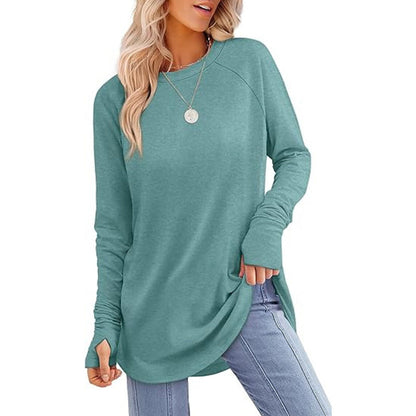 ⏳LAST DAY 🔥🍂Women's Casual Crewneck Top with Thumbholes