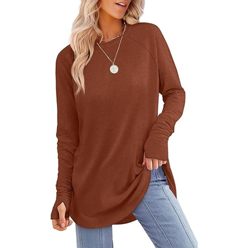 ⏳LAST DAY 🔥🍂Women's Casual Crewneck Top with Thumbholes